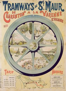 シャラントンからラヴァレンヌサンティレールまでの路面電車サンモールの広告ポスター、1894年